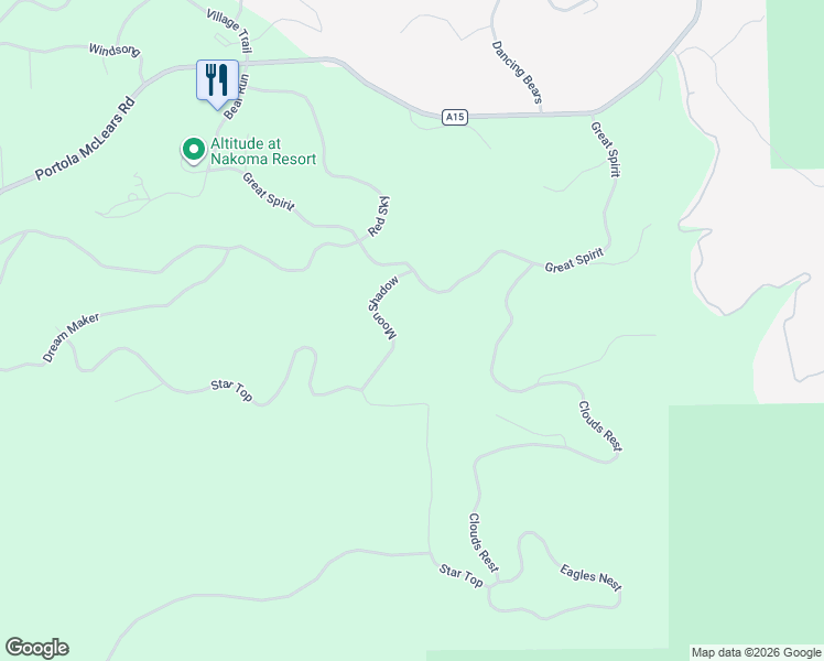 map of restaurants, bars, coffee shops, grocery stores, and more near 976 Moon Shadow in Portola