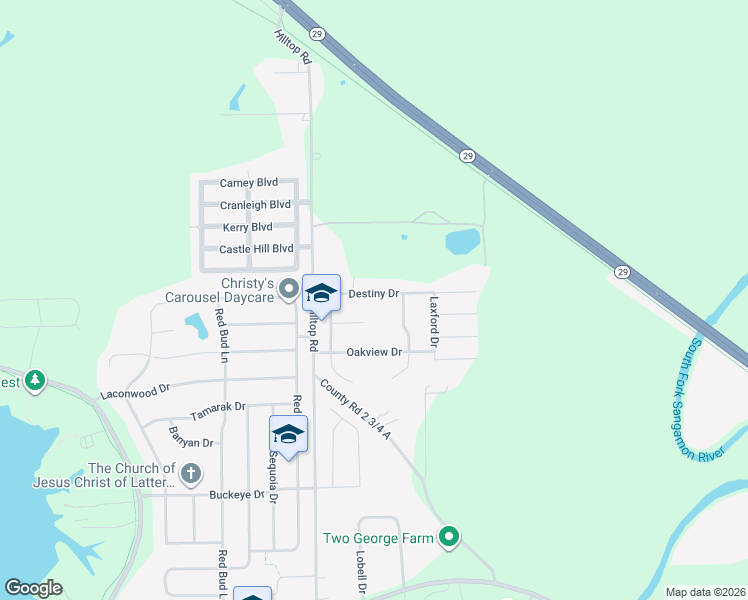 map of restaurants, bars, coffee shops, grocery stores, and more near 4012 Destiny Drive in Springfield