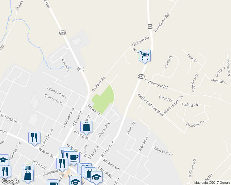 map of restaurants, bars, coffee shops, grocery stores, and more near 11698 North Potomac Saint Exd in Waynesboro