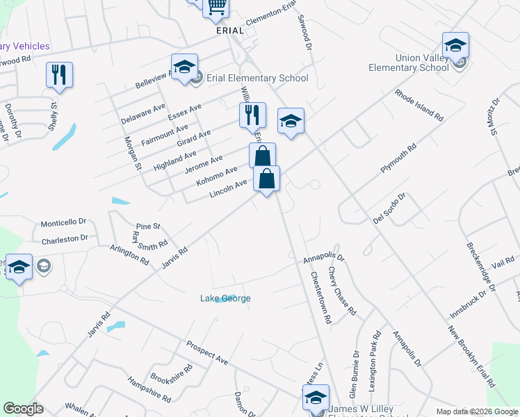 map of restaurants, bars, coffee shops, grocery stores, and more near 852 Jarvis Road in Sicklerville