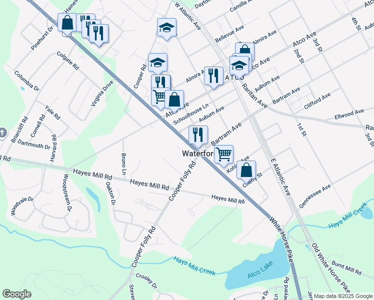 map of restaurants, bars, coffee shops, grocery stores, and more near 429 White Horse Pike in Atco