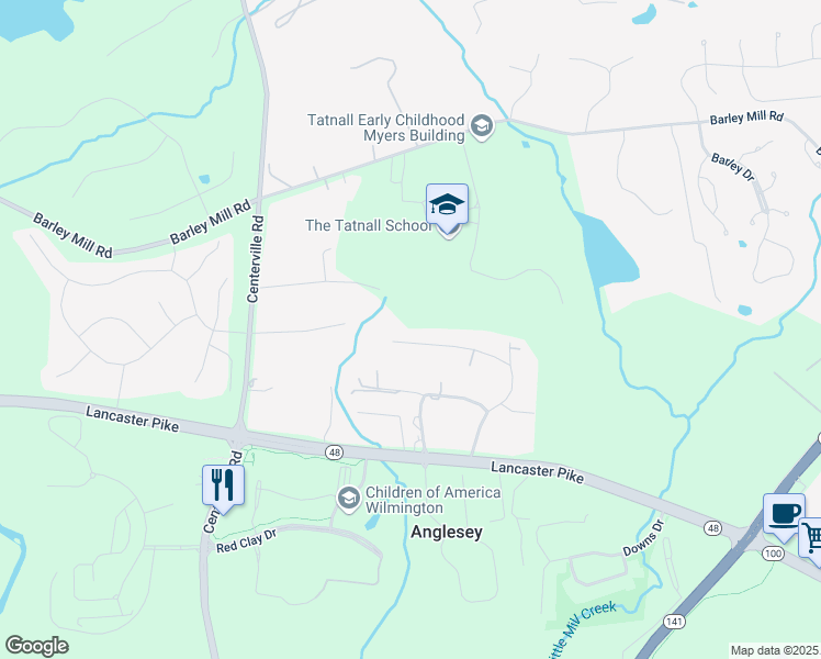 map of restaurants, bars, coffee shops, grocery stores, and more near 4913 Old Hill Road in Wilmington