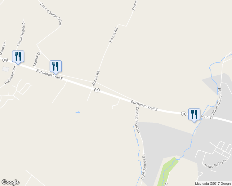 map of restaurants, bars, coffee shops, grocery stores, and more near 5808 Tick Ridge Road in Waynesboro