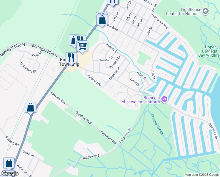 map of restaurants, bars, coffee shops, grocery stores, and more near 5 Opal Court in Barnegat Township