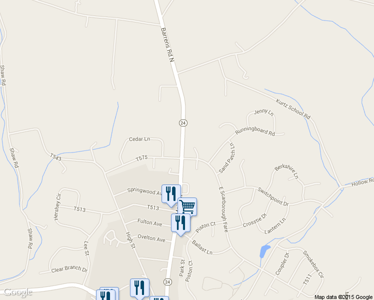 map of restaurants, bars, coffee shops, grocery stores, and more near 241 East Scarborough Fare in Stewartstown