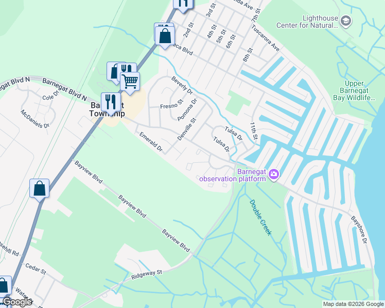 map of restaurants, bars, coffee shops, grocery stores, and more near 25 Carribean Court in Barnegat Township