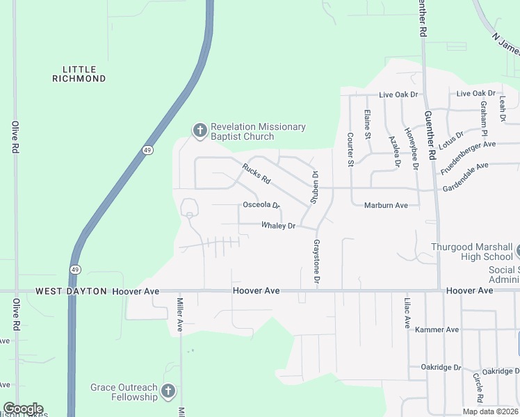 map of restaurants, bars, coffee shops, grocery stores, and more near 5186 Osceola Drive in Dayton