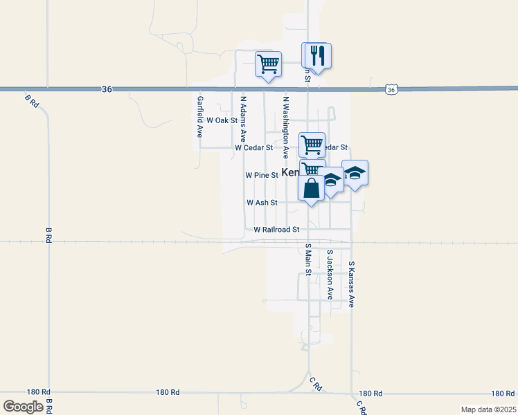 map of restaurants, bars, coffee shops, grocery stores, and more near 201-299 South Monroe Avenue in Kensington
