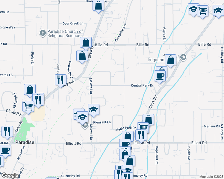 map of restaurants, bars, coffee shops, grocery stores, and more near 6048 Mary Lane in Paradise