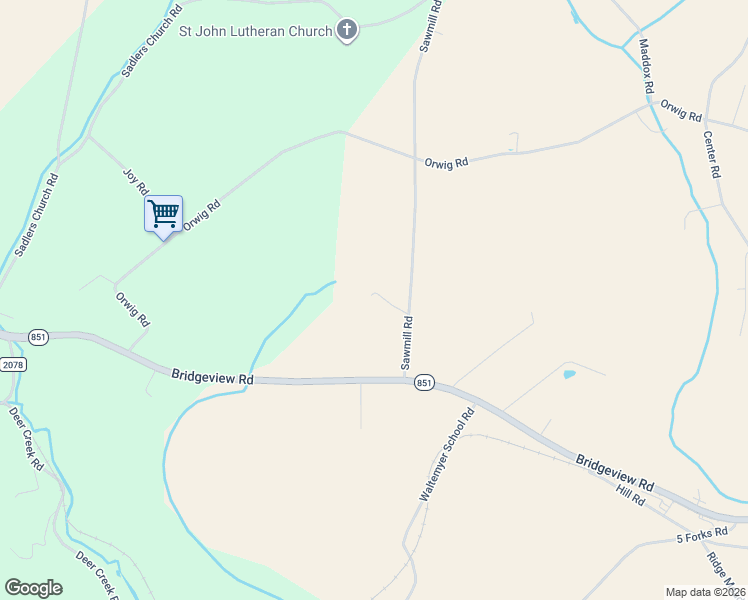 map of restaurants, bars, coffee shops, grocery stores, and more near 2775 Tall Tree Lane in Stewartstown