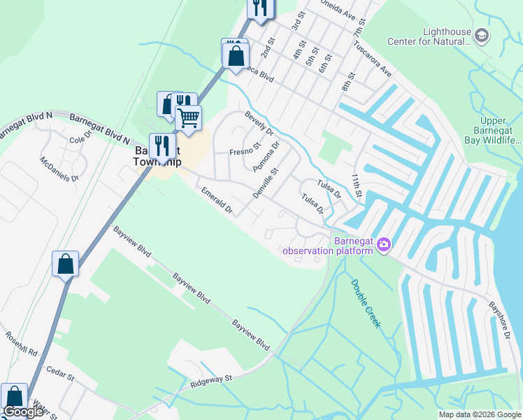 map of restaurants, bars, coffee shops, grocery stores, and more near 25 Carribean Court in Barnegat Township