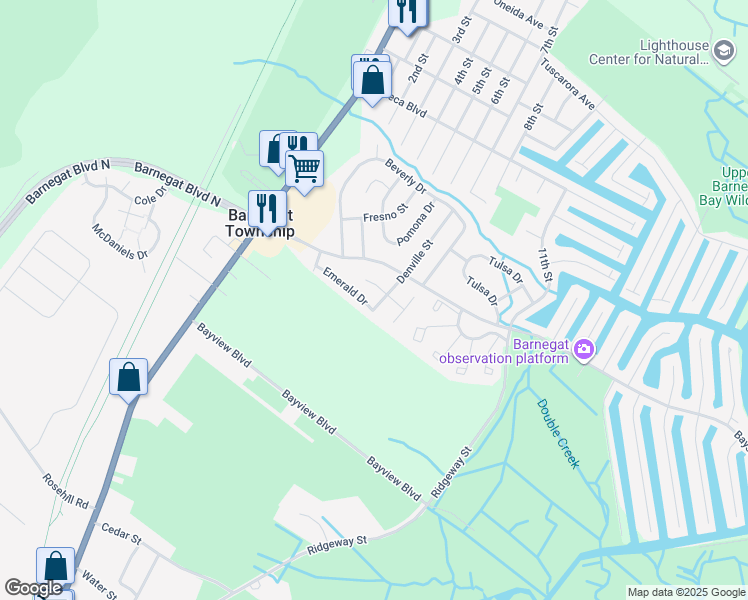 map of restaurants, bars, coffee shops, grocery stores, and more near 5 Opal Court in Barnegat Township