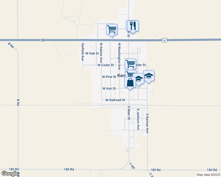 map of restaurants, bars, coffee shops, grocery stores, and more near 201 South Monroe Avenue in Kensington