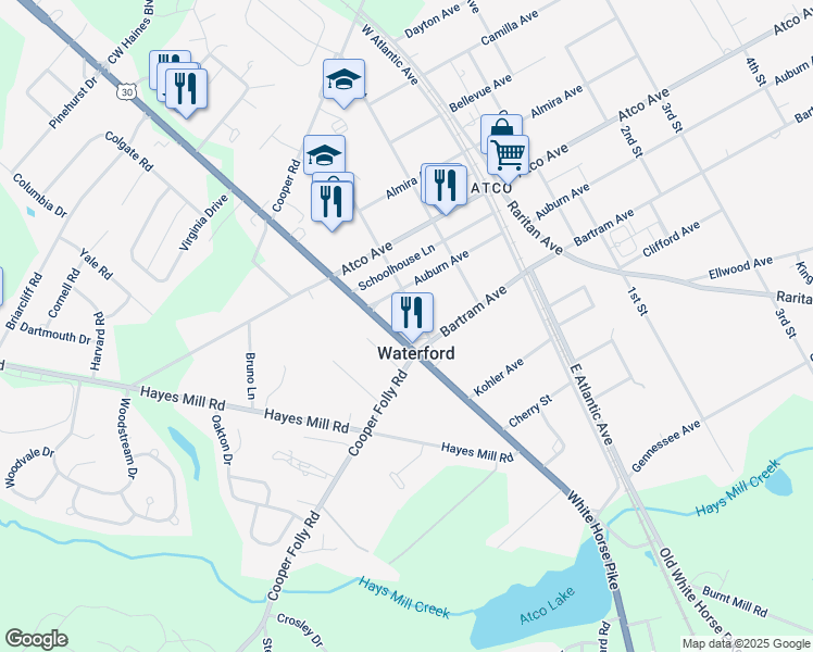 map of restaurants, bars, coffee shops, grocery stores, and more near 429 White Horse Pike in Atco