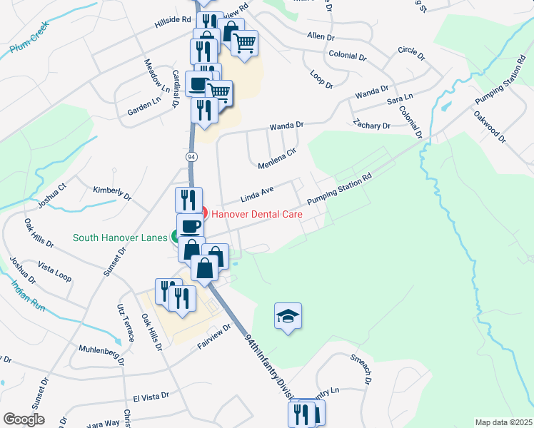 map of restaurants, bars, coffee shops, grocery stores, and more near 118 Pumping Station Road in Hanover