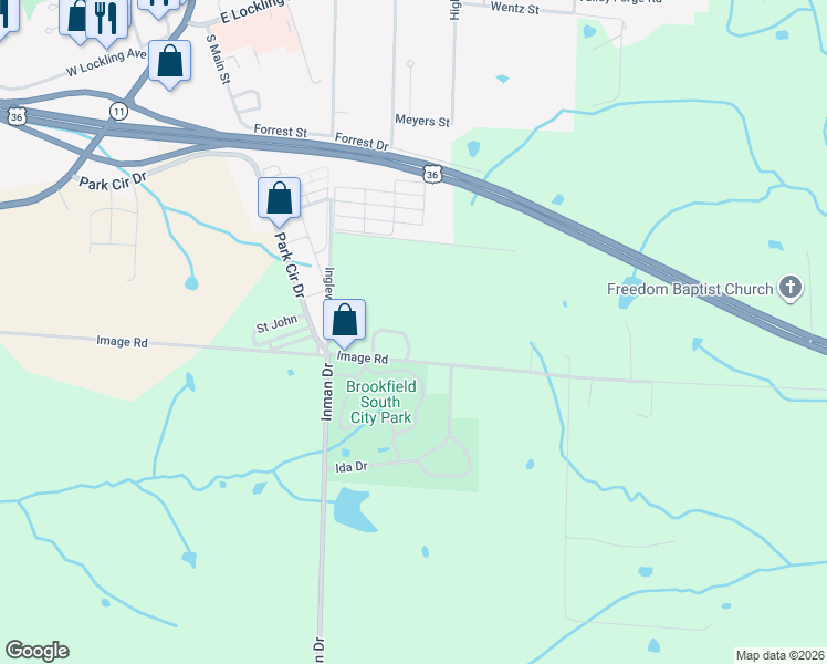 map of restaurants, bars, coffee shops, grocery stores, and more near 26231 Image Road in Brookfield