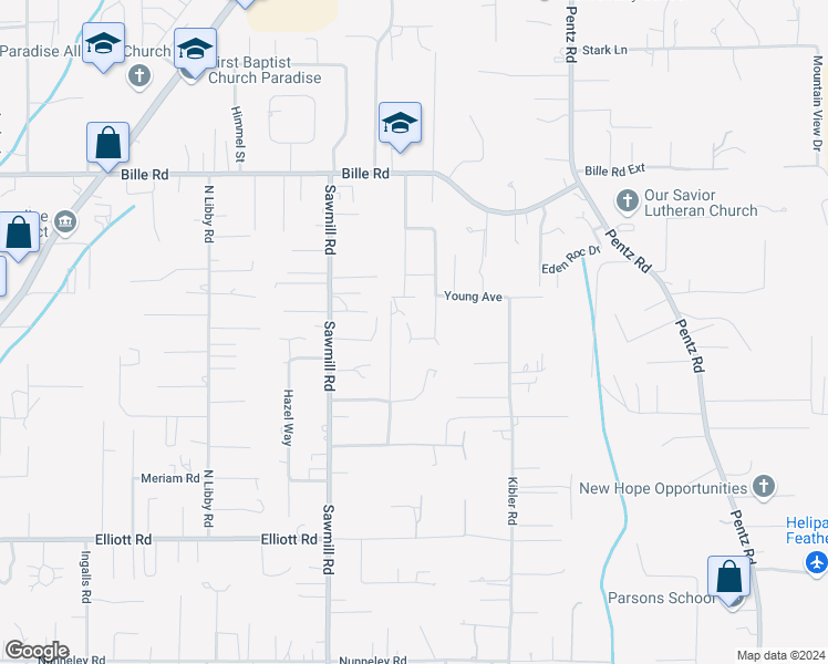 map of restaurants, bars, coffee shops, grocery stores, and more near 6042 Supreme Court in Paradise