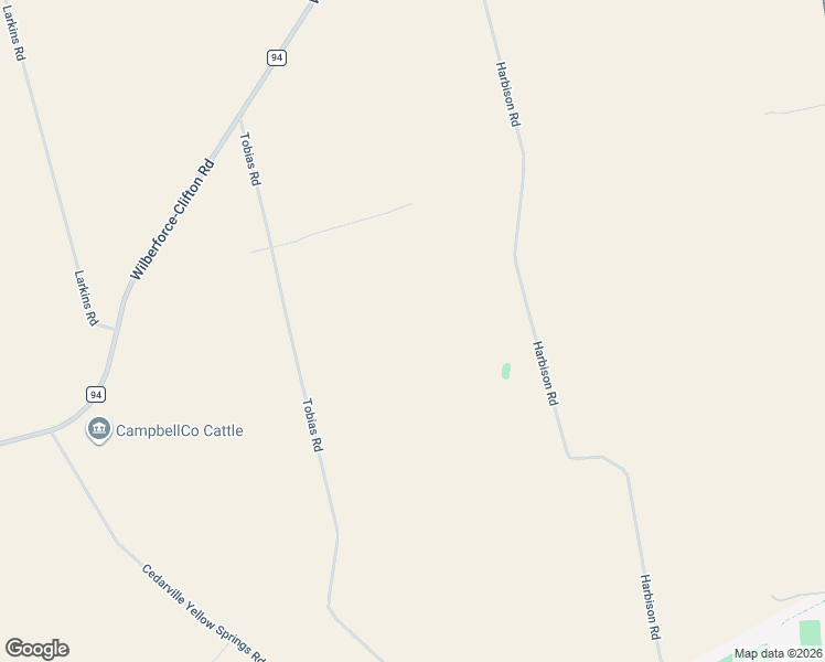 map of restaurants, bars, coffee shops, grocery stores, and more near 3144 Tobias Road in Cedarville