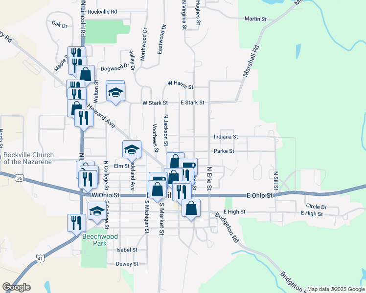 map of restaurants, bars, coffee shops, grocery stores, and more near 418 N Jefferson St in Rockville