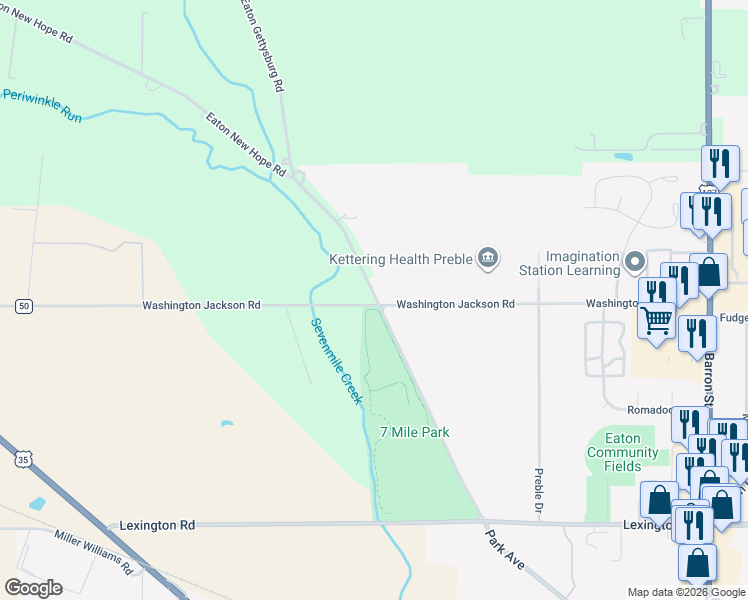 map of restaurants, bars, coffee shops, grocery stores, and more near 1773 Eaton Gettysburg Road in Eaton