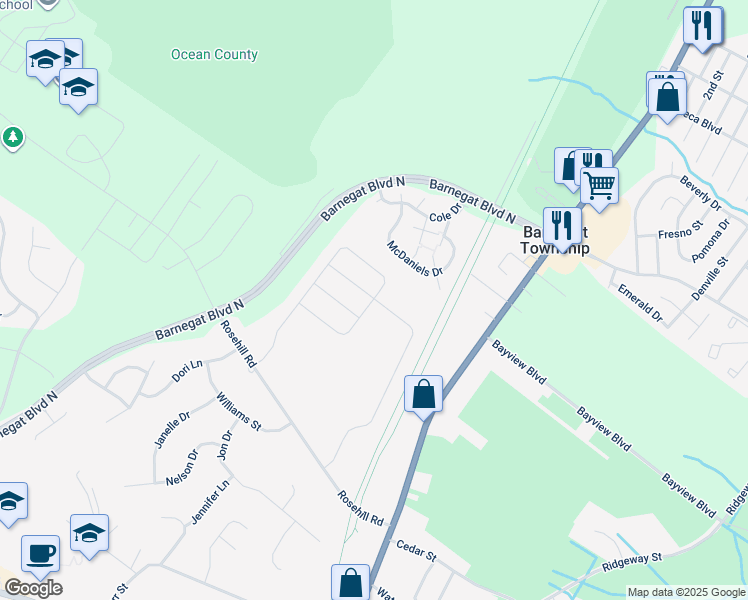 map of restaurants, bars, coffee shops, grocery stores, and more near 112 Hawthorne Lane in Barnegat Township