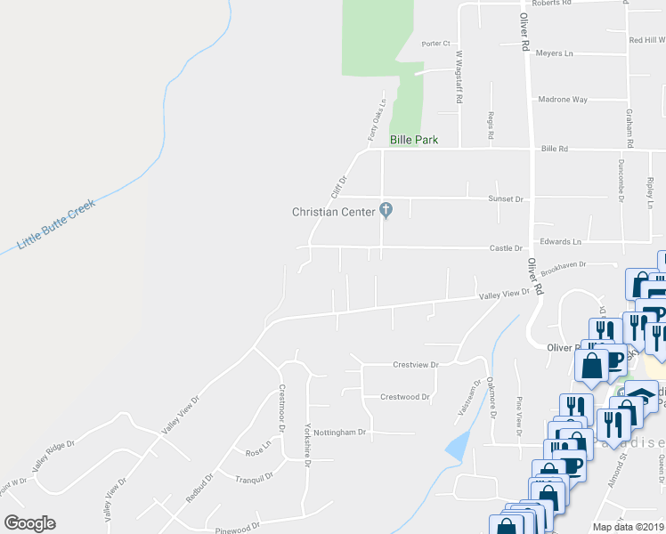 map of restaurants, bars, coffee shops, grocery stores, and more near 6079 Patsy Court in Paradise