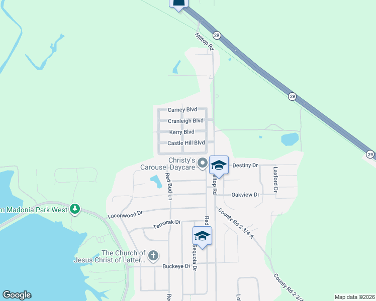 map of restaurants, bars, coffee shops, grocery stores, and more near Harvest Boulevard in Springfield