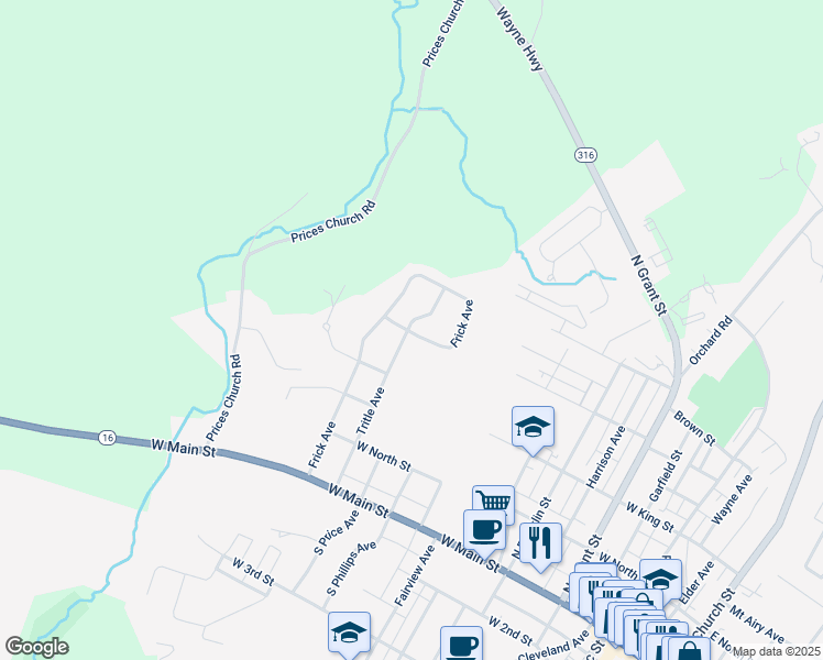 map of restaurants, bars, coffee shops, grocery stores, and more near 405 Tritle Avenue in Waynesboro