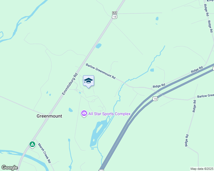 map of restaurants, bars, coffee shops, grocery stores, and more near 960 Barlow Greenmount Road in Gettysburg