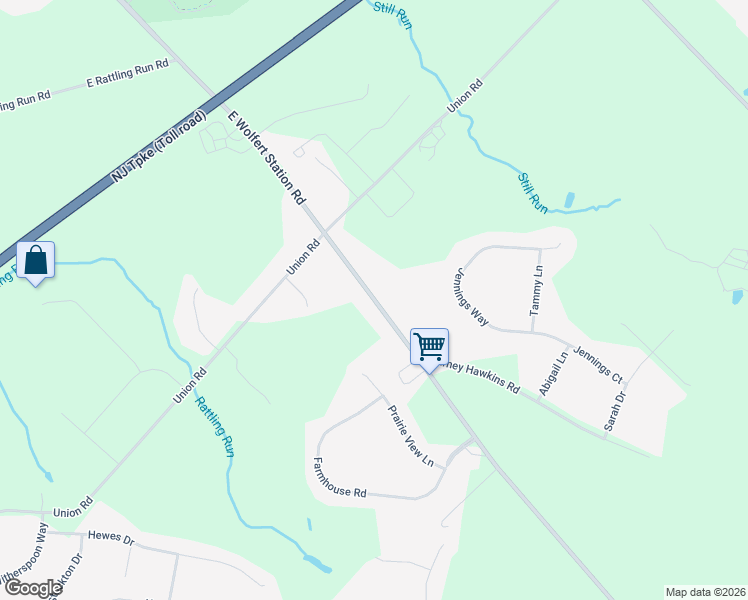 map of restaurants, bars, coffee shops, grocery stores, and more near 163 Wolfert Station Road in Mickleton