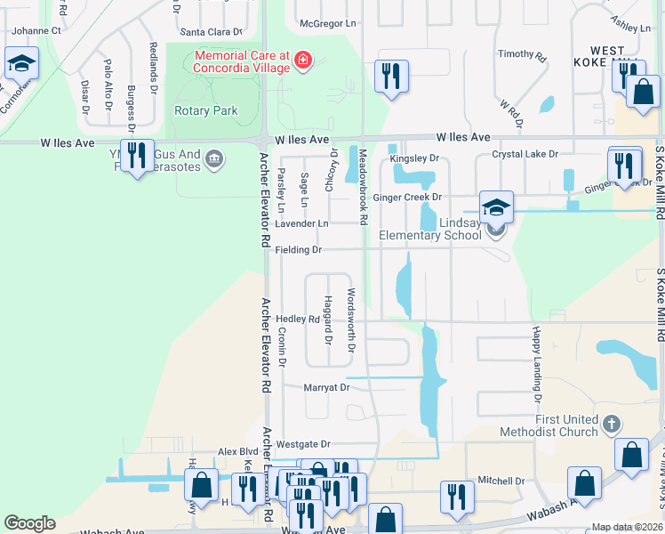 map of restaurants, bars, coffee shops, grocery stores, and more near 4200-4302 Fielding Dr in Springfield