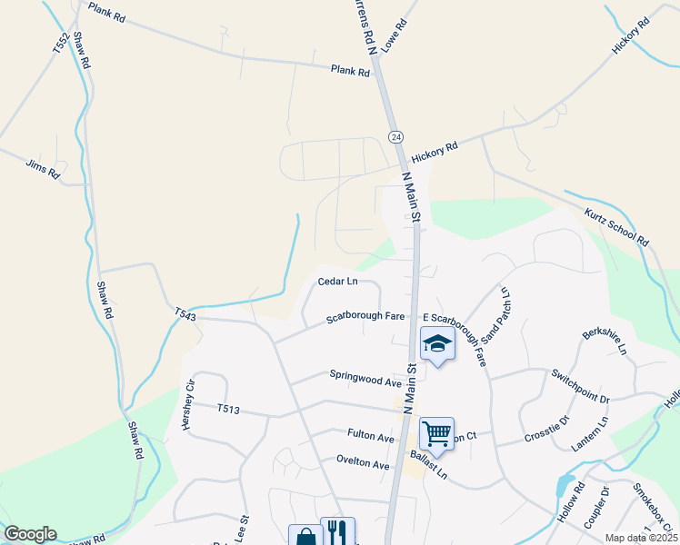 map of restaurants, bars, coffee shops, grocery stores, and more near 23 Cedar Lane in Stewartstown