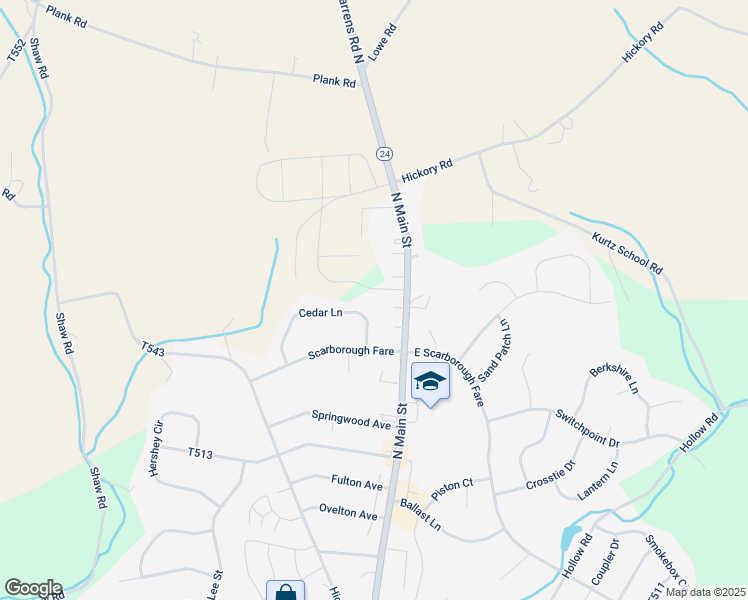 map of restaurants, bars, coffee shops, grocery stores, and more near 11 Cedar Ln in Stewartstown