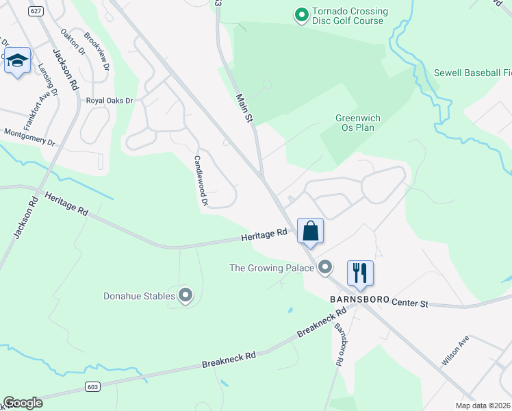 map of restaurants, bars, coffee shops, grocery stores, and more near 600 Main Street in Mantua Township