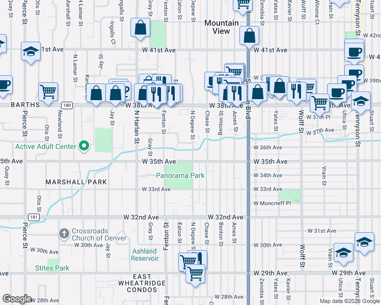 map of restaurants, bars, coffee shops, grocery stores, and more near in 