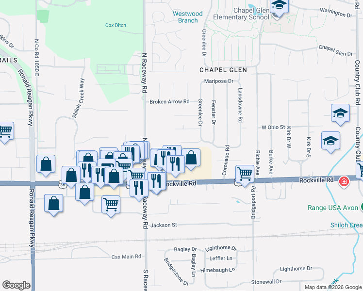 map of restaurants, bars, coffee shops, grocery stores, and more near 9027 Caminito Court in Indianapolis