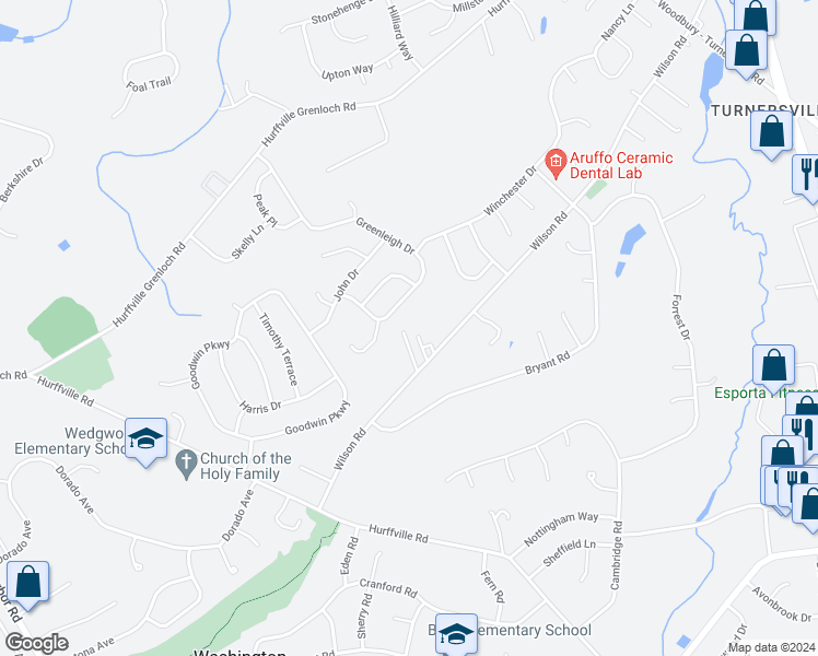 map of restaurants, bars, coffee shops, grocery stores, and more near 218 Wilson Road in Washington Township