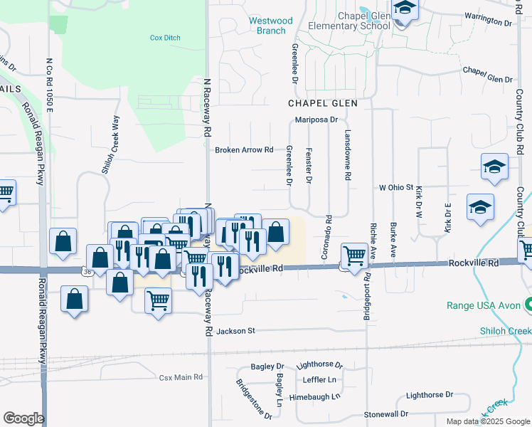 map of restaurants, bars, coffee shops, grocery stores, and more near 9027 Caminito Court in Indianapolis