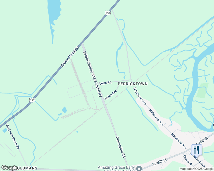 map of restaurants, bars, coffee shops, grocery stores, and more near 17 Lerro Road in Pedricktown