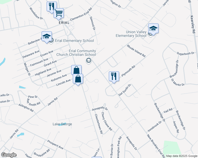 map of restaurants, bars, coffee shops, grocery stores, and more near 33 Cottage Gate Road in Gloucester Township