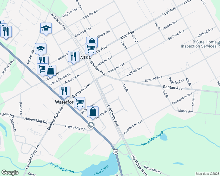 map of restaurants, bars, coffee shops, grocery stores, and more near 2213 Harrison Avenue in Atco