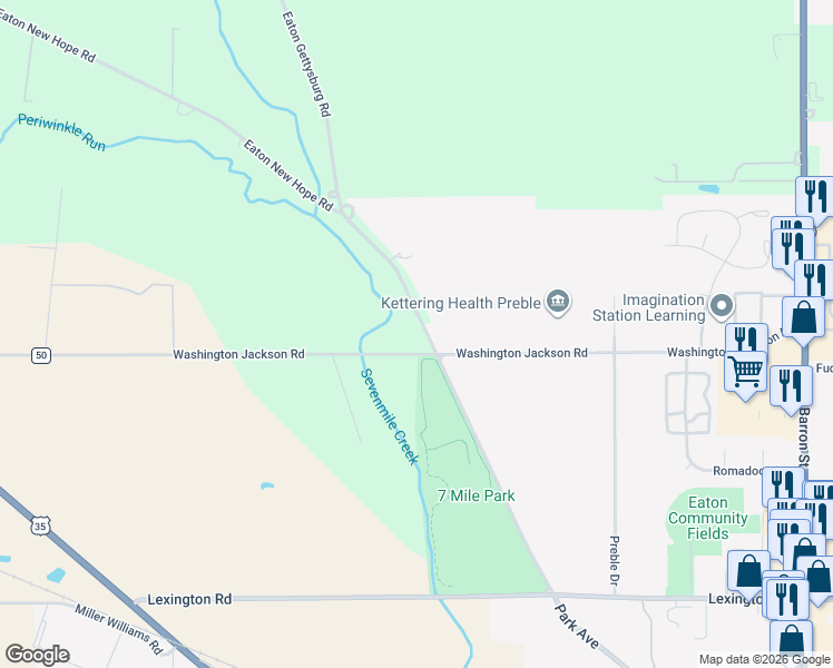 map of restaurants, bars, coffee shops, grocery stores, and more near 1773 Eaton Gettysburg Road in Eaton