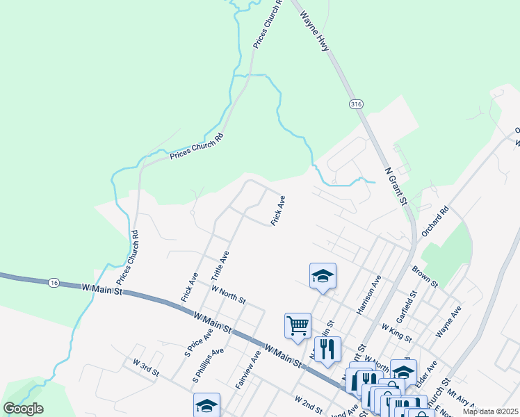 map of restaurants, bars, coffee shops, grocery stores, and more near 405 Tritle Avenue in Waynesboro