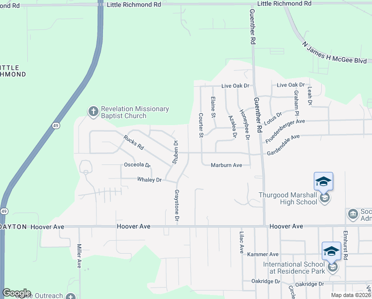 map of restaurants, bars, coffee shops, grocery stores, and more near 1401 Graystone Dr in Dayton