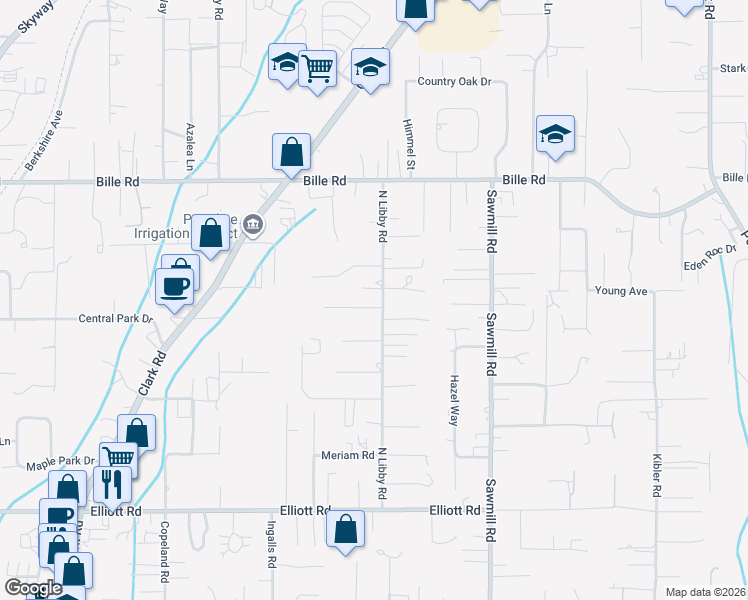 map of restaurants, bars, coffee shops, grocery stores, and more near 1393 Orput Lane in Paradise