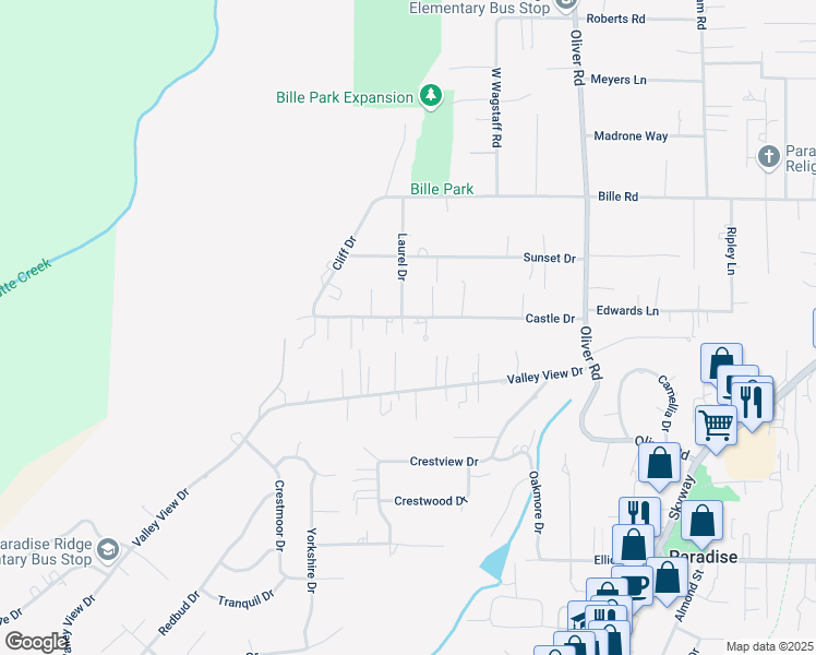 map of restaurants, bars, coffee shops, grocery stores, and more near 488 Castle Drive in Paradise