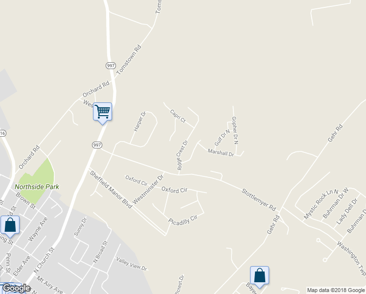 map of restaurants, bars, coffee shops, grocery stores, and more near 11264 Ridge Crest Drive in Waynesboro