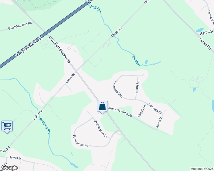 map of restaurants, bars, coffee shops, grocery stores, and more near 146 East Wolfert Station Road in Mickleton