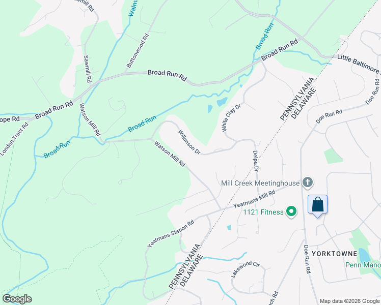 map of restaurants, bars, coffee shops, grocery stores, and more near 21 Wilkinson Drive in Landenberg