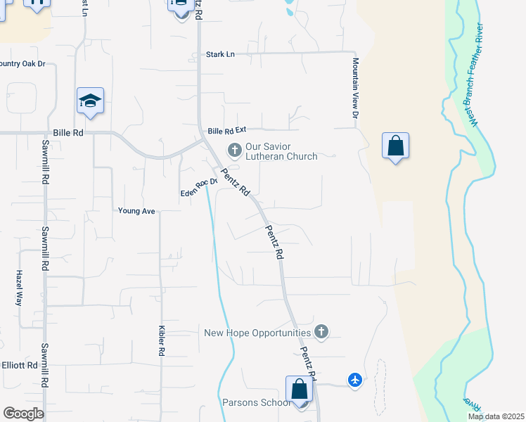 map of restaurants, bars, coffee shops, grocery stores, and more near 1846 Clear Brook Lane in Paradise